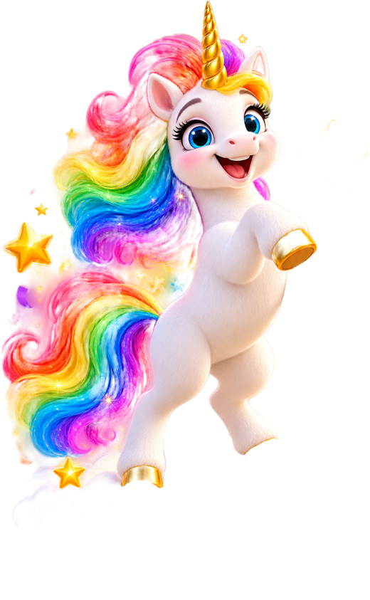The unicorn cheering on a cloud